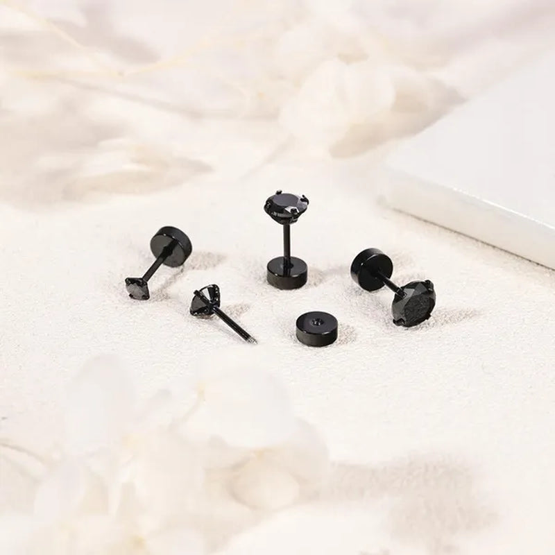 1 Pair Stainless Steel White Zircon Stud Earrings for Women Men Claw Earring Ear Helix Cartilage Piercings Flat Back Earrings Jewelry 20G