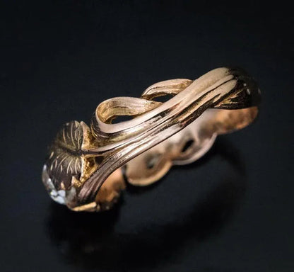 Classic Women's Fashion Natural Gemstones White Sapphire Gold Maple Leaf Ring Anniversary Gift Engagement Wedding Band Rings Jewelry Size 5-10