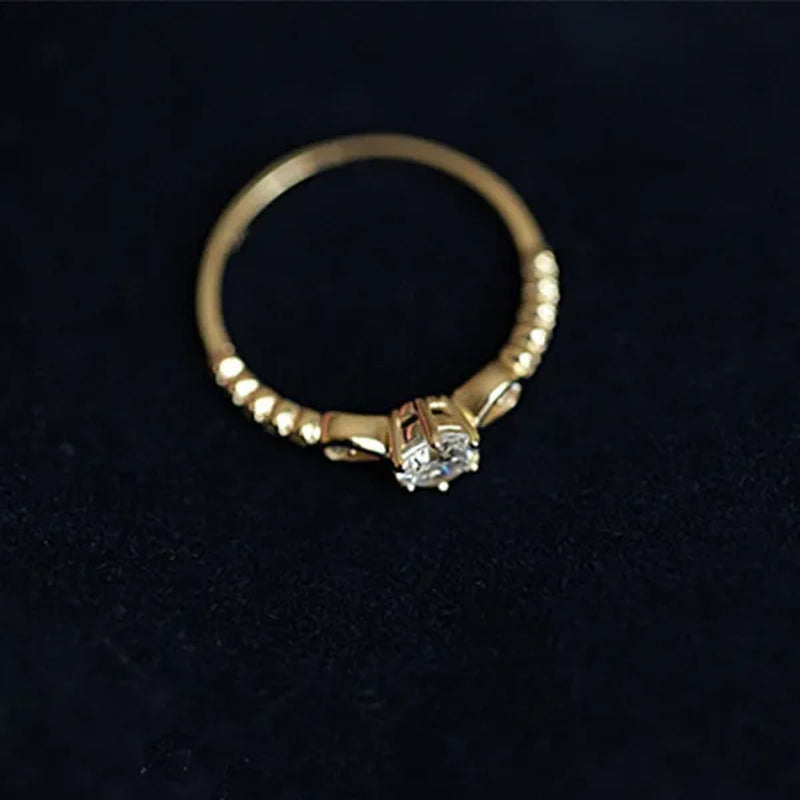 Newest Design Women 18K Gold Plated and 925 Sterling Silver White Sapphire Diamond Thin Ring Wedding Engagement Party Rings Jewelry
