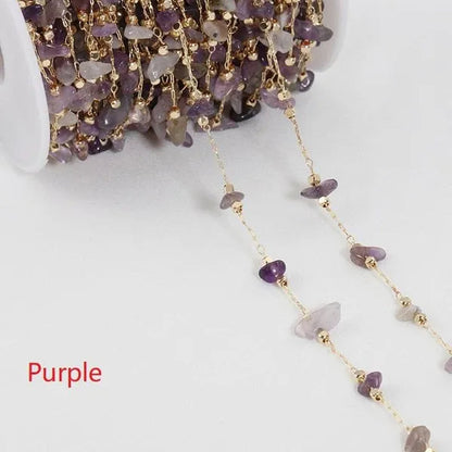 1Yard Stone Chain Crystal Irregular Glass Stone Beads Chains Necklace Bracelet Components For DIY Jewelry Making Findings