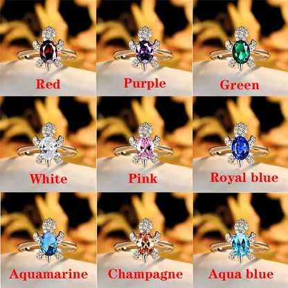 Rainbow Stone Turtle Rings Cute Animal Sea Turtle Ring White Sapphire Diamond Ring Ocean Style Turtle Aquamarine Crystals Rings for Women and Men Birthday Party Anniversary Gift Wedding Engagement Ring Jewelry 14 Colors Size 5-11