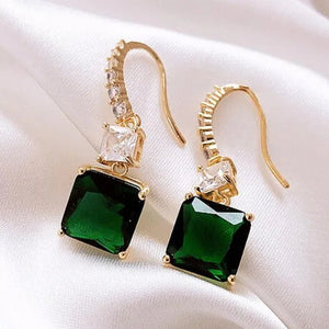Elegant Bridal Wedding Earrings Hook Square Cut Emerald Earrings for Women Fashion Accessories