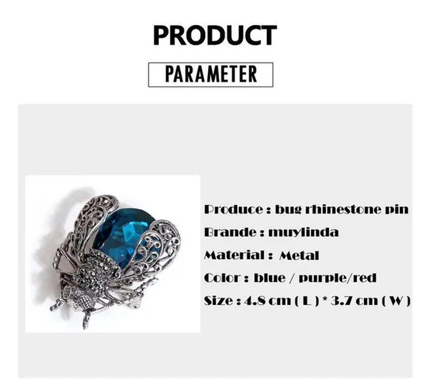 Crystal Insect Brooch Beetles Brooches Pin Fashion Brooch For Women Pins Scarf Clip Jewelry Broach Bouquet