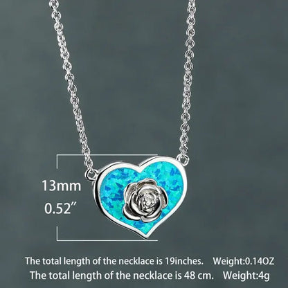 Dainty Female White Opal Pendant Necklace Charm rose gold color Chain Necklaces For Women Cute Flower Heart Wedding Necklace - WORLD TIME VISITS