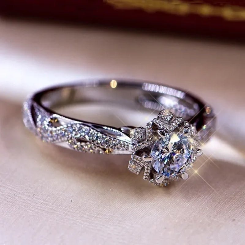 Dazzling beautiful women's fashion exquisite jewelry white Rhinestone Zircon ring romantic bride princess engagement wedding ring anniversary gift jewelry size US4 - 12 - WORLD TIME VISITS