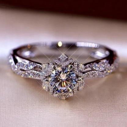 Dazzling beautiful women's fashion exquisite jewelry white Rhinestone Zircon ring romantic bride princess engagement wedding ring anniversary gift jewelry size US4 - 12 - WORLD TIME VISITS