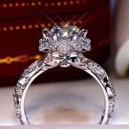 Dazzling beautiful women's fashion exquisite jewelry white Rhinestone Zircon ring romantic bride princess engagement wedding ring anniversary gift jewelry size US4 - 12 - WORLD TIME VISITS