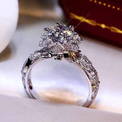 Dazzling beautiful women's fashion exquisite jewelry white Rhinestone Zircon ring romantic bride princess engagement wedding ring anniversary gift jewelry size US4 - 12 - WORLD TIME VISITS