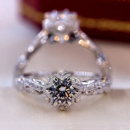 Dazzling beautiful women's fashion exquisite jewelry white Rhinestone Zircon ring romantic bride princess engagement wedding ring anniversary gift jewelry size US4 - 12 - WORLD TIME VISITS