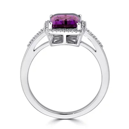 Amethyst and 0.14 CT. T.W. Diamond Ring in Sterling Silver