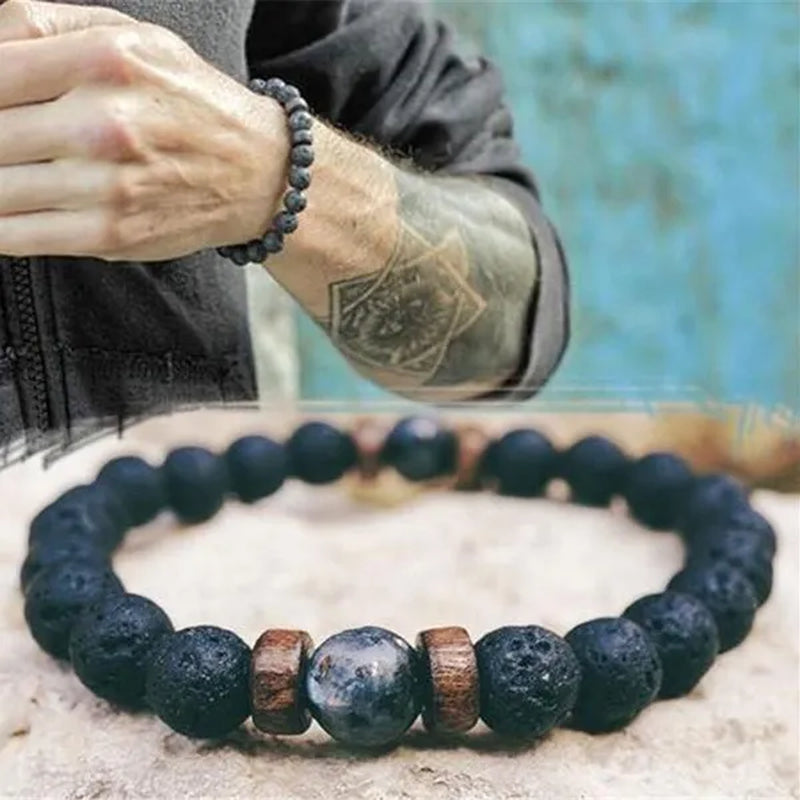 Luxury Fashion Men'S Creative Bead Bracelet Handwoven Adjustable Natural Stone Bead Bracelet Hip Hop Bracelet Men'S Jewelry Party Anniversary Gift Christmas Gift Jewelry - WORLD TIME VISITS
