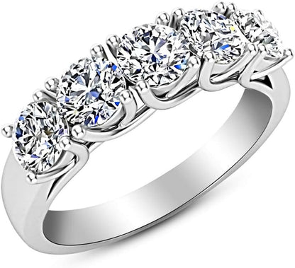 1 Carat (Ctw) 14K White Gold round Diamond Ladies 5 Five Stone Wedding Anniversary Stackable Ring Band Value Collection