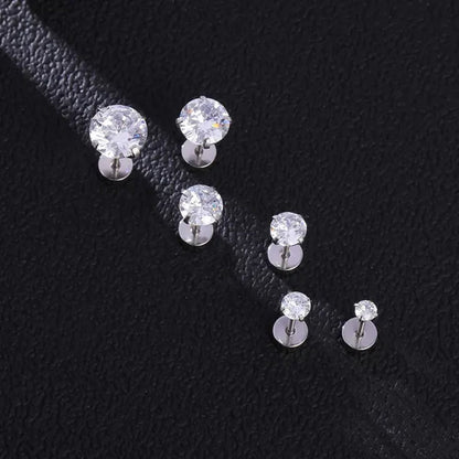 1 Pair Stainless Steel White Zircon Stud Earrings for Women Men Claw Earring Ear Helix Cartilage Piercings Flat Back Earrings Jewelry 20G