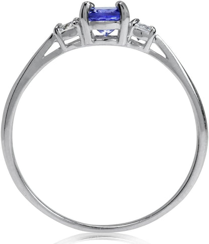 Petite round Shape Gemstone White Gold Plated or Yellow Gold Plated 925 Sterling Silver Promise Ring Jewelry for Women or Teens