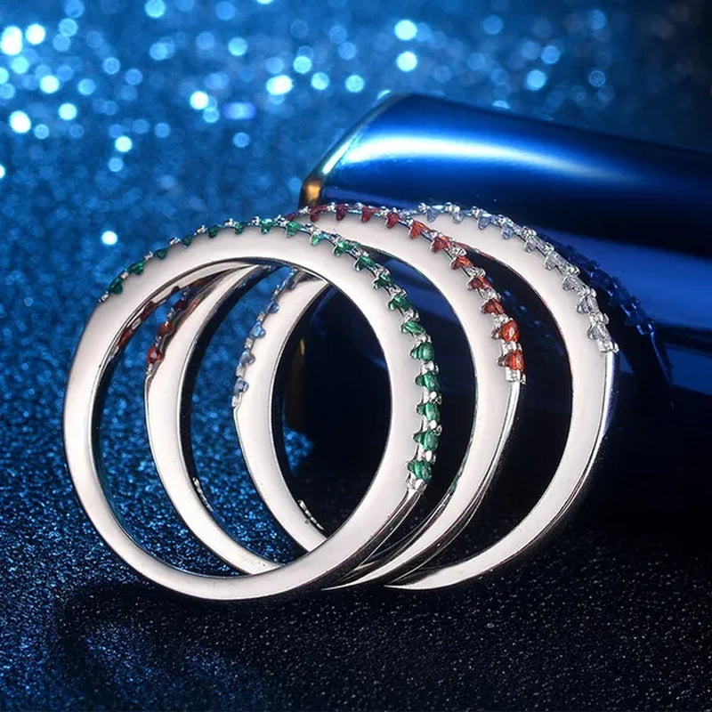 Gorgeous Silver White Sapphire White Sapphire & Aquamarine & Sapphire & Ruby Ring Rings Natural Gemstones Birthstone Engagement Ring
