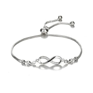 1Pc New Arrival 925 Sterling Silver Charm Bracelet Jewelry  Infinity Eight Crystal Diamond Link Chain Bracelet Ankle Bracelets for Women