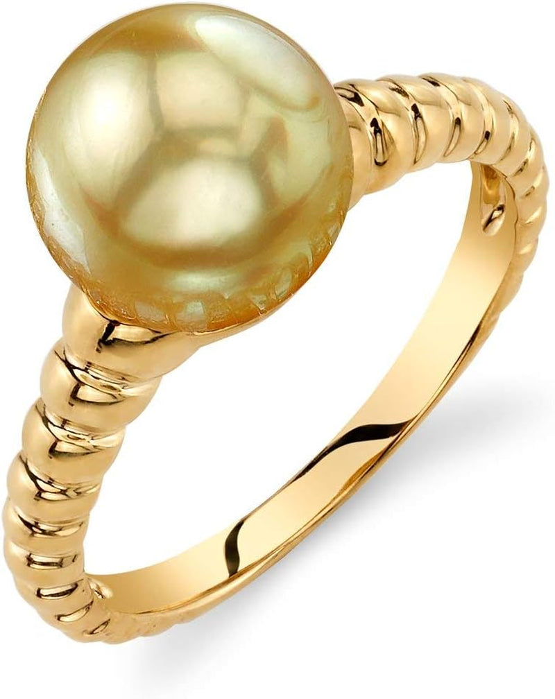 Pearl Ring with Golden South Sea Cultured Pearl and 14K Gold Terrie Pearl Ring for Women