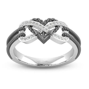 Exquisite 925 Sterling Silver Rings Infinite Love Motif Two-tone Anchor Heart Promise Anniversary Engagement Wedding Jewelry Ring Gift For Women Size 6 - 10