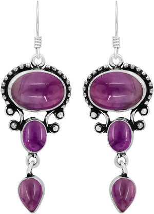 16.96Cts Natural Semi Precious Gemstones Earrings for Women, Handmade Bohemian Dangle Earrings Jewelry Women'S Day Gifts for Mom Wife