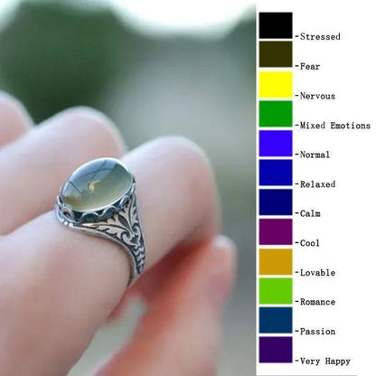 Retro Ring for Women Inlaid with Temperature-sensitive Change of The Color of The Main Stone Atural Stone Gemstone Ring Wedding Party Jewelry Accessories Gift