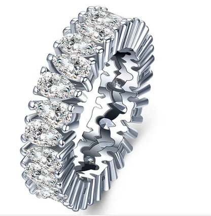 Luxurious Silver Natural Gemstones White Sapphire Wedding Birthstone Bride Flower Engagement Ellipse Drop Ring Jewelry Size 6 7 8 9 10