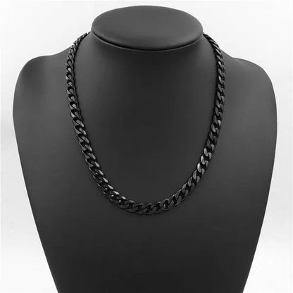 9mm Mens Boys New Fashion Silver/Gold/Black Stainless Steel Curb Chain Necklace Jewelry Wholesale 20-40" (51-102 cm)