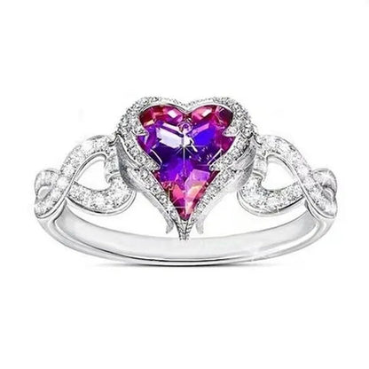 Luxury Exquisite Ring Fashion Jewelry Ladies Angel Wings Women's Ring Simple and Versatile Creative Ocean Heart Crystal Ring Female Sapphire Diamond Ring Wedding Bridal Engagement Ring Anniversary Party Christmas Gift Ring Ladies Jewelry Size US5-11
