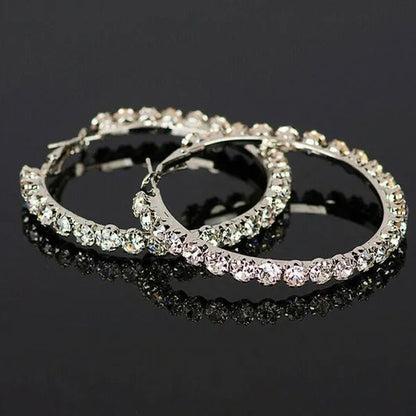Fashion Silver Color Round Hoop Earrings for Women Romantic Bride Jewelry Wedding Accessories Party Gift