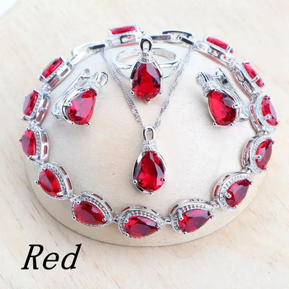 Magic Rainbow Zircon 925 Silver Jewelry Sets for Women