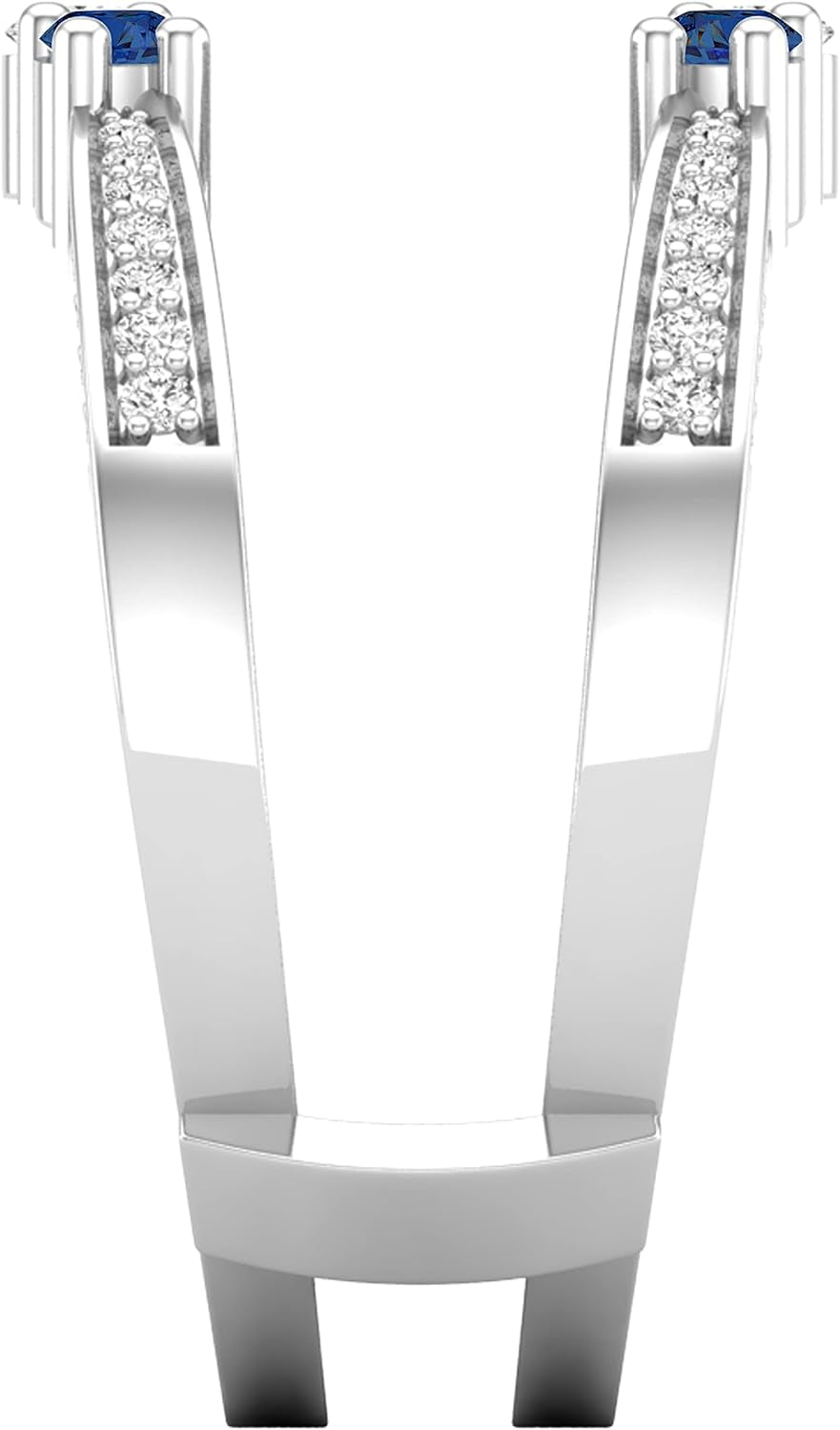 round Gemstone and White Diamond Enhancer Double Wrap Guard Anniversary Band Ring for Women in 18K White Gold (White Diamond- 0.33 CT, Color I-J, Clarity I1-I2)
