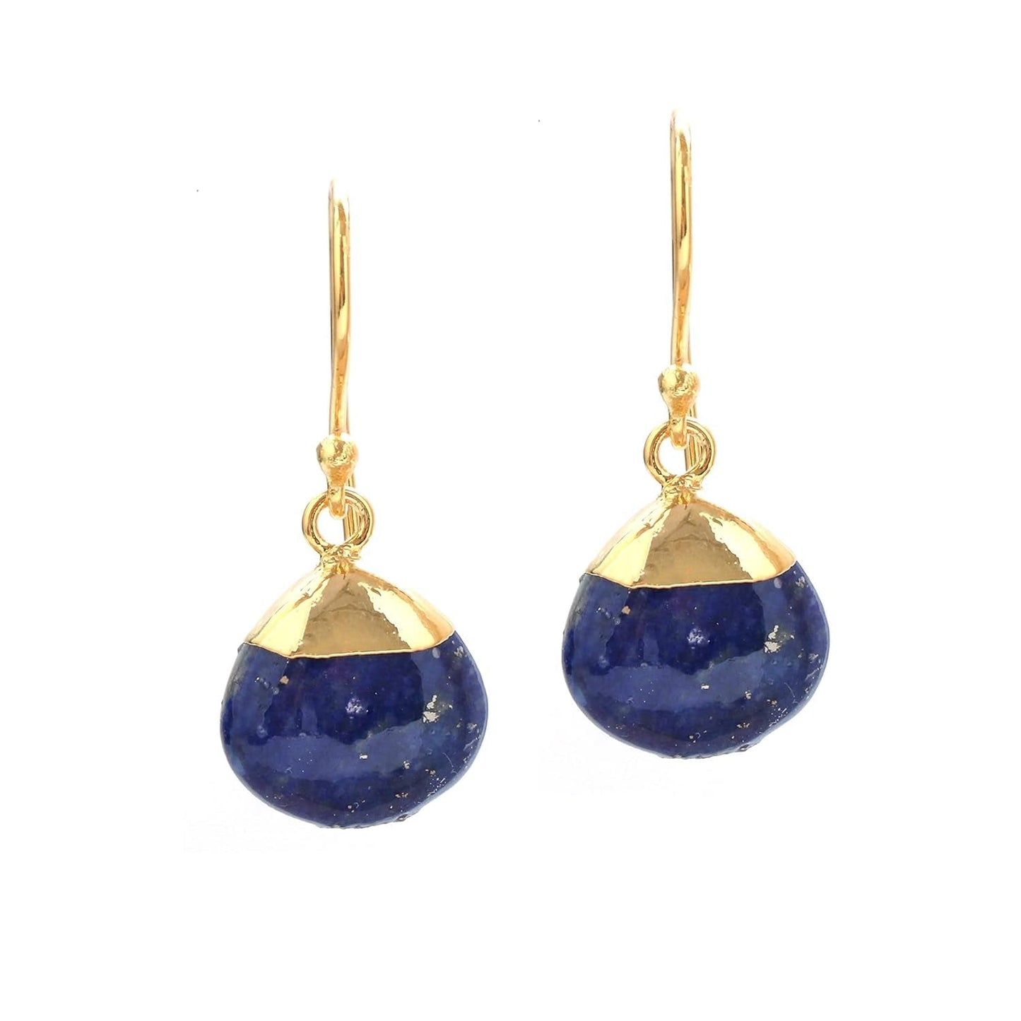 Gempires Lapis Lazuli Teardrop Dangle Earrings for Women, 14K Gold Electroplated Pear Crystal Earrings with Gold Plated Hooks, Dangling Drop Earring, Party Wear