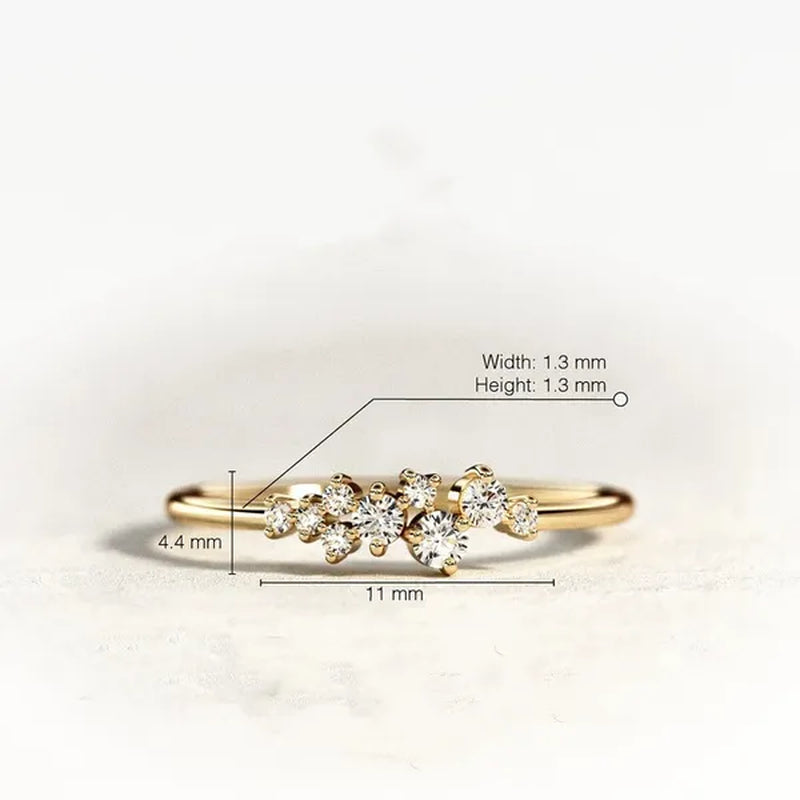 Minimalist Diamond Ring Women'S Fashion Diamond Cluster Ring Wedding and Engagement Moissanite Jewelry Cluster Stacking Ring Dainty Cluster Ring Stacking Ring