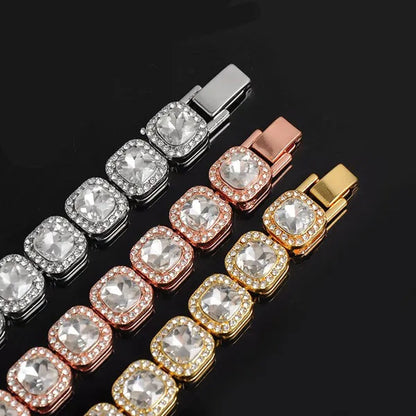 Hip Hop Bracelet Cuban Link Bracelet Ice Out Tennis Bracelet for Men and Women Hip Hop Jewelry