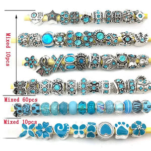 40/80pcs Fashion bracelet 925 Sterling Silver large hole beaded isolation beads Crystal bead DIY jewelry accessories.