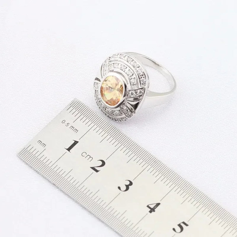 Blue Zircon White Zircon Silver Jewelry Sets for Women  Silver  Necklace and Pendant Rings Drop Earrings