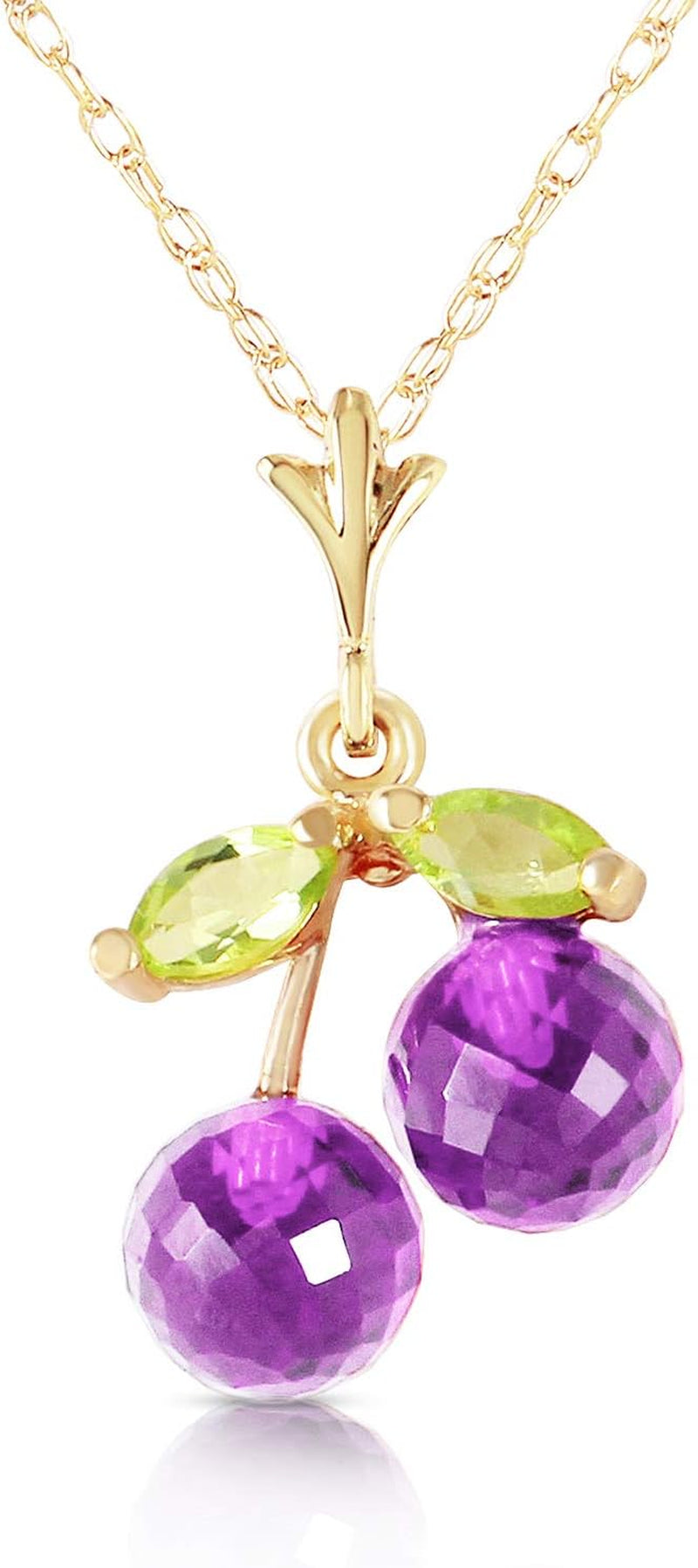 1.45 Carat 14K Solid Gold Natural Amethyst Peridot Pendant Necklace