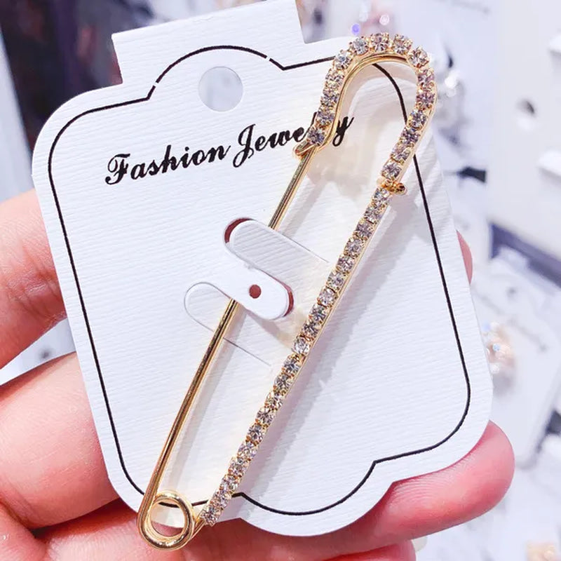 Women Brooch Pins Sweater Shawl Clips Crystal Brooches, Safety Pins Dress Shirt Clips for Women Rhinestone brooch women's anti slip button clothing accessories