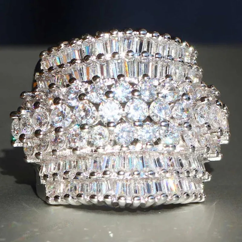 Gorgeous Cubic Zirconia Multichamber Ring Wedding Birthstone Bride Engagement Brand Heart Ring Jewelry Size 6 7 8 9 10