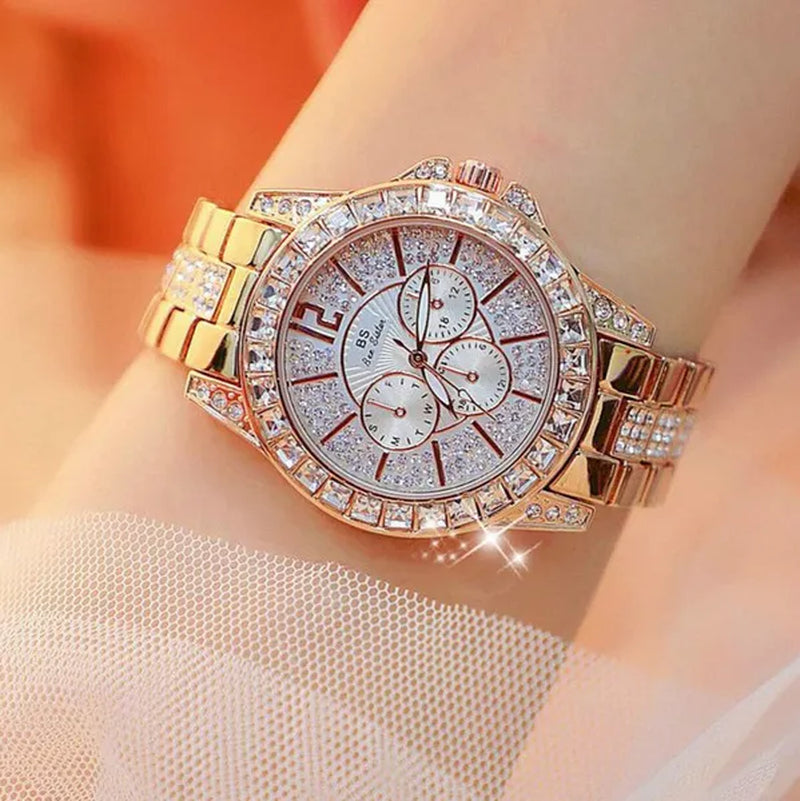 BS Bee Sister Luxury Creative Women Watches Gold Rhinestone Shining Design Bracelet Watches Ladies Women Wrist Watch Montre Femme