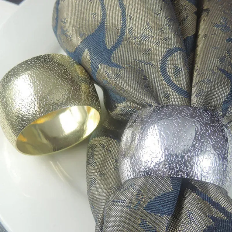 6pcs Silver Gold Wide Face Round Metal Napkin Ring for Wedding Banquet Dinner Table Decor