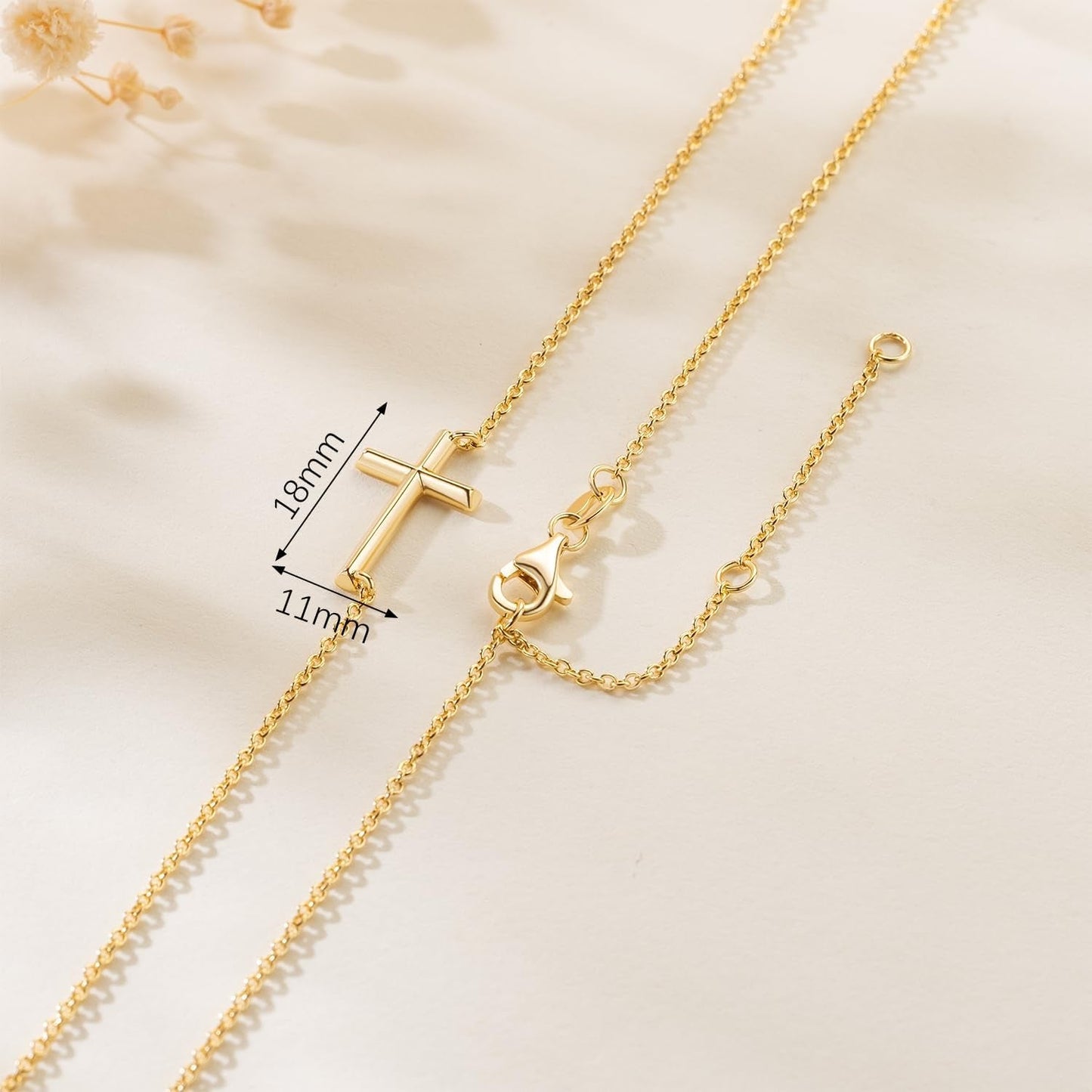Gold Cross Necklace 14K Gold Cross Necklaces for Women Crosses Chain Necklaces for Women Horizontal Design for Two Wearing Style Crosses Pendant Necklace for Womens
