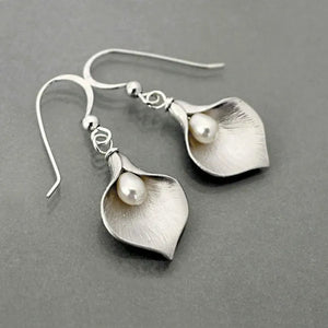 Glamour Vintage 925 Standard Sterling Silver Morning Glory Jewelry Natural Pearl Drop Earrings Creative Handmade Family Jewelry
