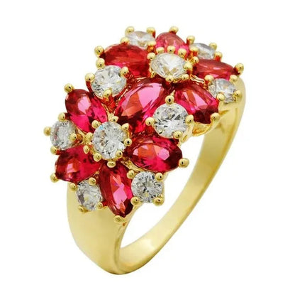 5-Color Natural 6.69CT White/Alexandrite/Sapphire/Ruby/Emerald Diamond 14K Yellow Gold Ring Size 6-10