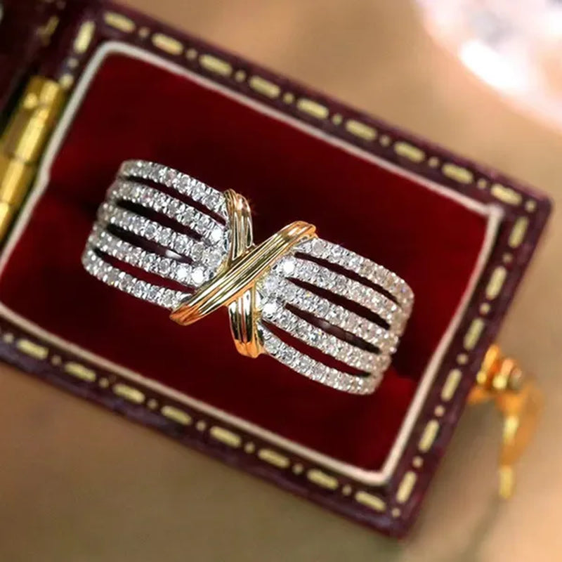 Women's Fashion White Zircon Ring Elegant Bride Proposal Engagement Wedding Party Band Anniversary Gift Promise Rings