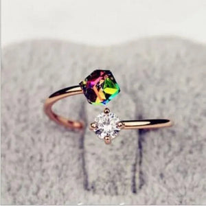 Valentine's Day Gift Fancy Diamond Rose Gold Retro Zircon Ring Korean Fashion Trendy Female Jewelry
