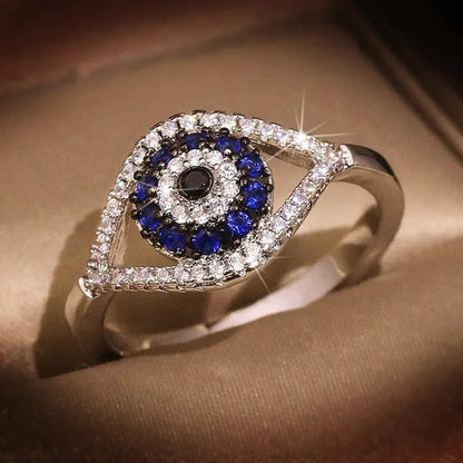 New Fashion Devil's Eye Finger Ring Luxury Diamond Evil Eye Lucky Ring for Women Jewelry Gift