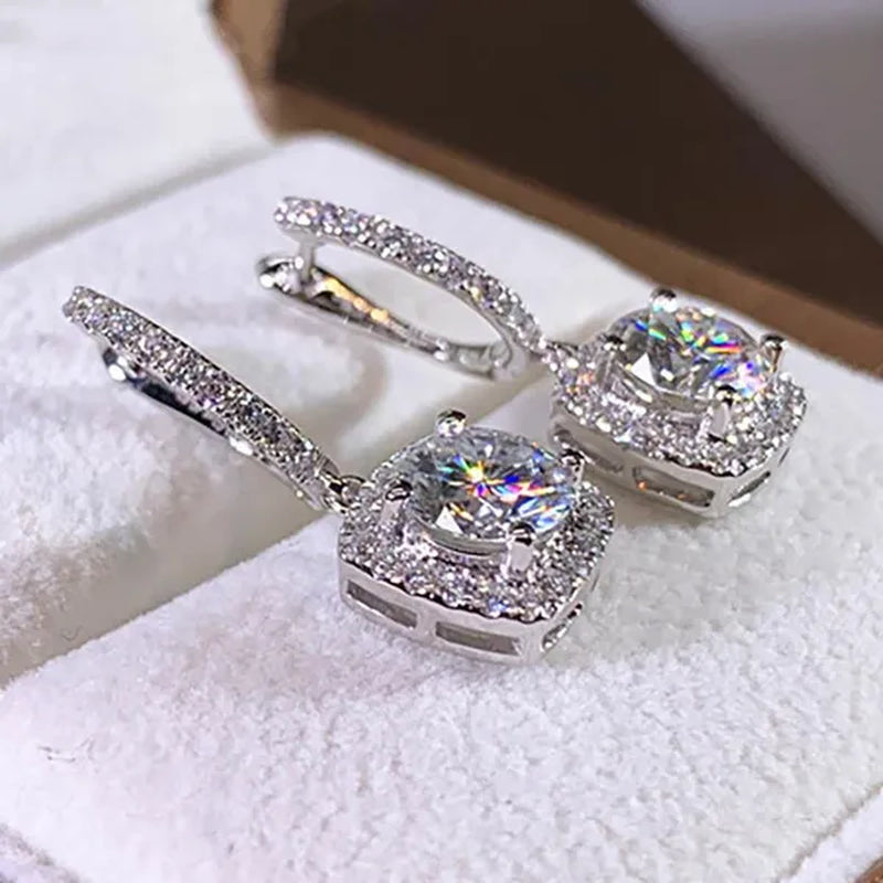 Luxury Elegant Lady Exquisite Cubic Zirconia Crystal Dangle Drop Earrings for Women Engagement Bridal Wedding Earrings Party Jewelry