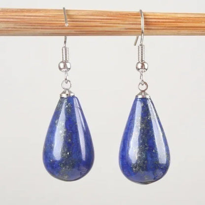 1 Pair 13X20MM Amethyst Clear Quartz Lapis Lazuli Turquoise Rose Quartz Opal Obsidian Jasper Drop Cone Bead Hook Dangle Diy Earrings