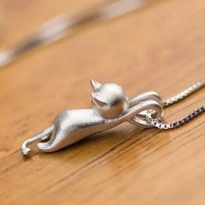 Genuine Cute Cat Pendant Necklace for Women Daily Casual Party Jewelry Gift