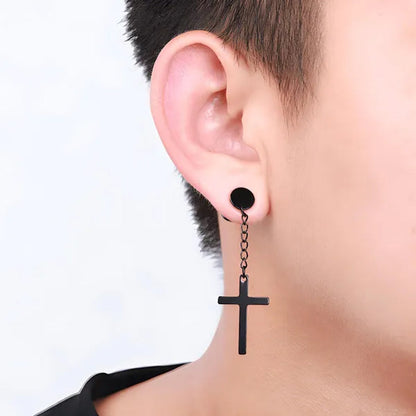 Fashion Barbell Earrings Stainless Cross Earrings Stainless Steel Cross Earrings Men